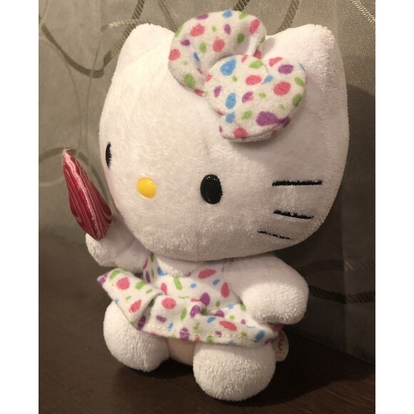 Ty Beanie Buddies Hello Kitty 6" Lollipop Polka Dot Dress Bow Plush 2012 - Picture 3 of 10